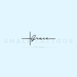 Christian Cross Grace Temporary Tattoo (Set of 3)
