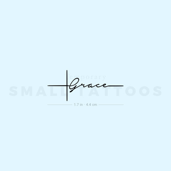 Christian Cross Grace Temporary Tattoo (Set of 3)