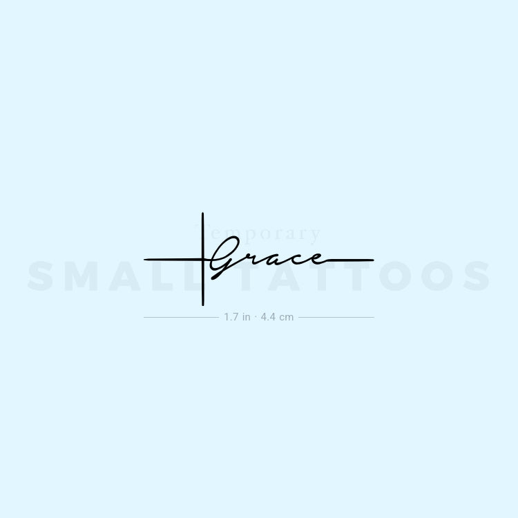 Christian Cross Grace Temporary Tattoo (Set of 3)