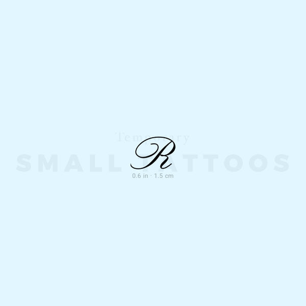 Letter R Script Temporary Tattoo (Set of 3)
