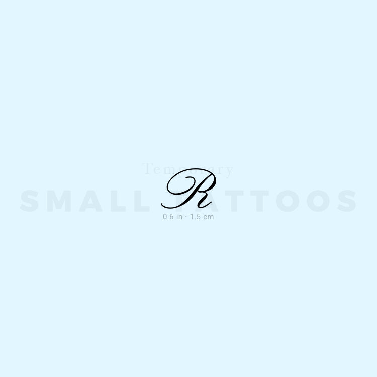 Letter R Script Temporary Tattoo (Set of 3)