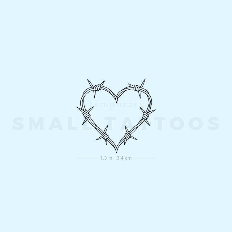Fine Line Barbed Wire Heart Temporary Tattoo (Set of 3)