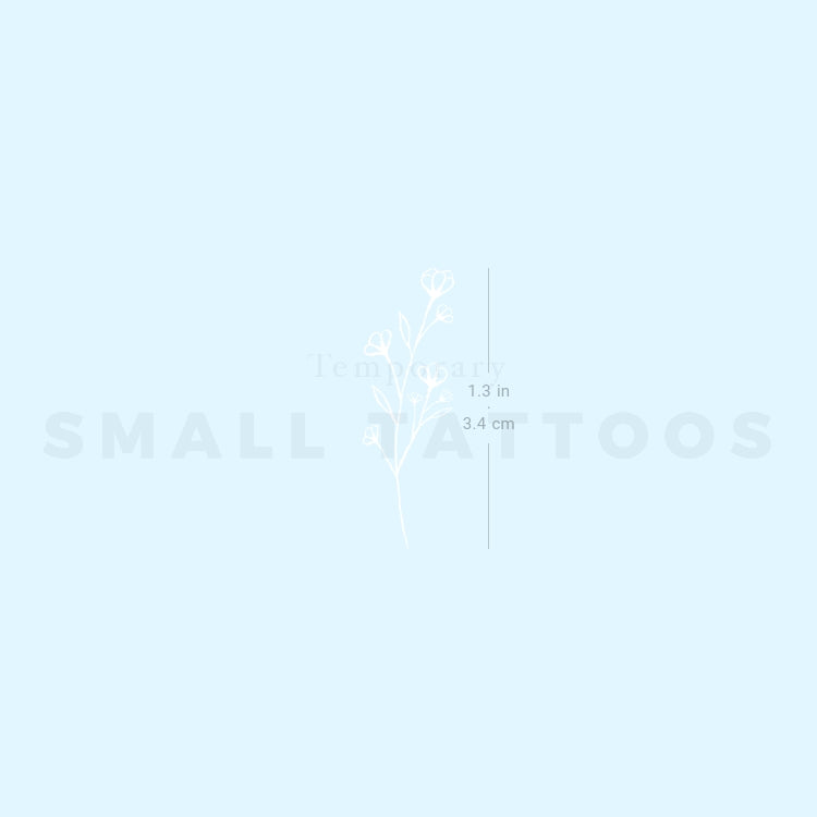 Tatuaje temporal pequeño de gypsophila blanca (juego de 3)