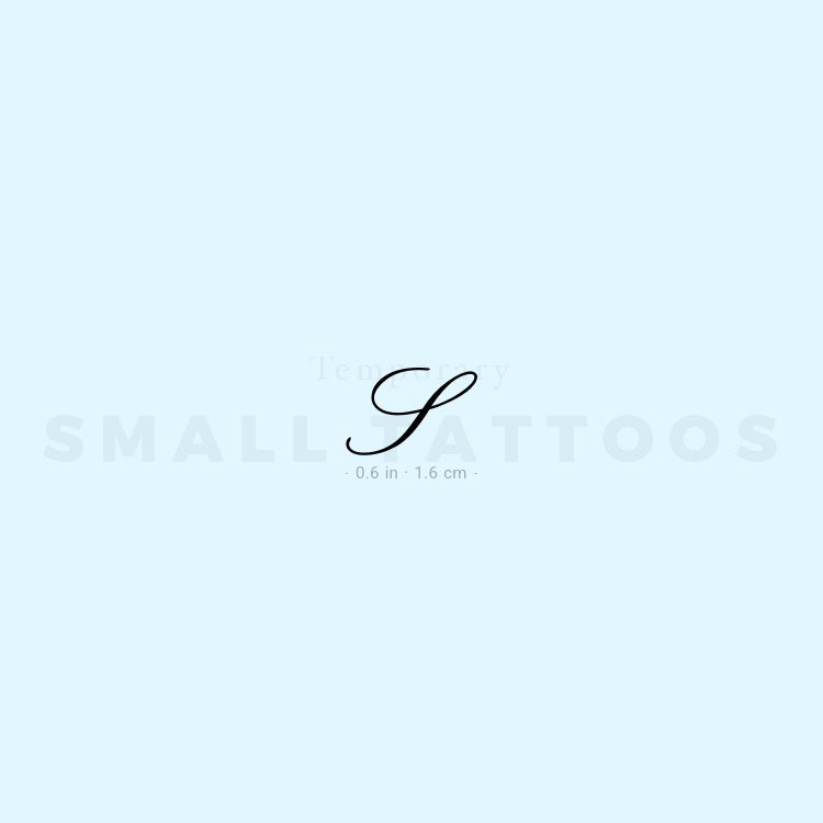 Letter S Script Temporary Tattoo (Set of 3)