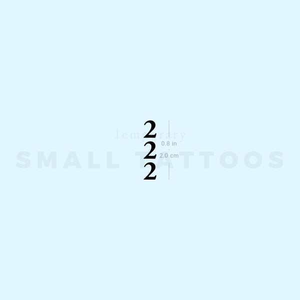 Vertical 222 Temporary Tattoo (Set of 3)