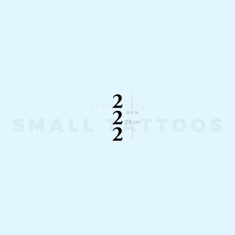 Vertical 222 Temporary Tattoo (Set of 3)