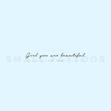 Girl You Are Beautiful Temporary Tattoo (Set of 3)