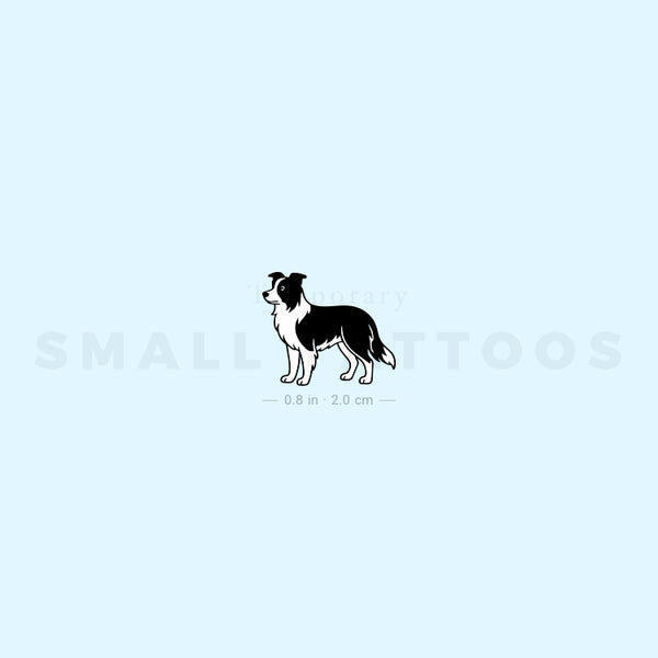 Black And White Border Collie Temporary Tattoo (Set of 3)