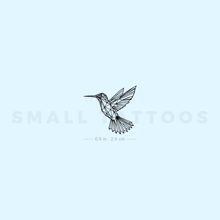 Low Poly Hummingbird Temporary Tattoo (Set of 3)