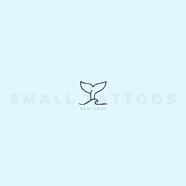 Wave And Whale Tail Temporary Tattoo (Set of 3)