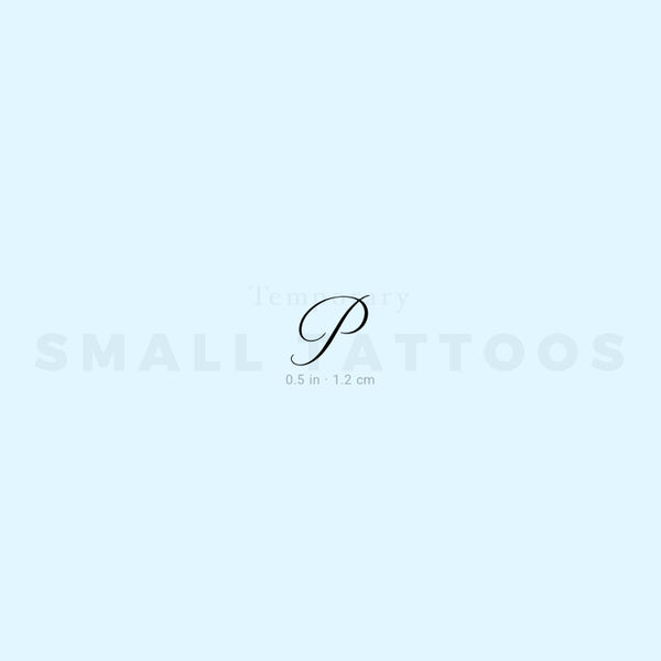 Letter P Script Temporary Tattoo (Set of 3)
