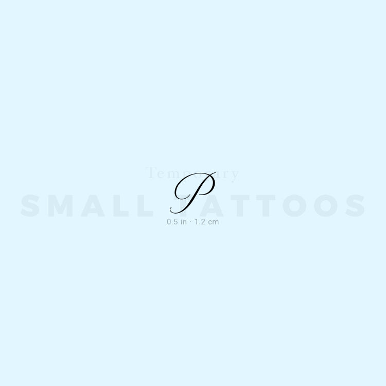 Letter P Script Temporary Tattoo (Set of 3)