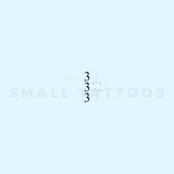 Small 333 Vertical Temporary Tattoo (Set of 3)