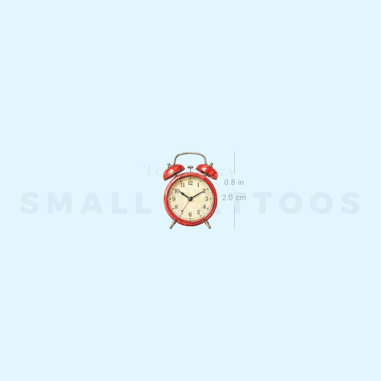 Red Alarm Clock Temporary Tattoo (Set of 3)