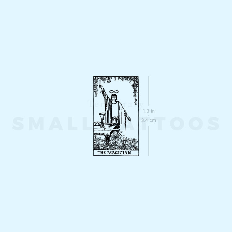 Tatuaje temporal pequeño de la carta del Tarot El Mago (juego de 3)