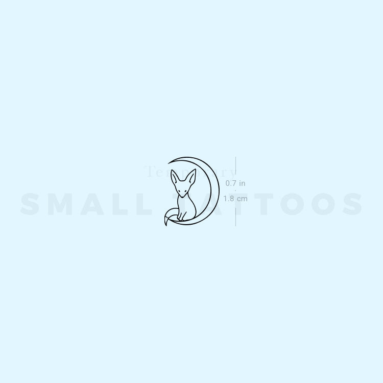Fox And Moon Temporary Tattoo (Set of 3)