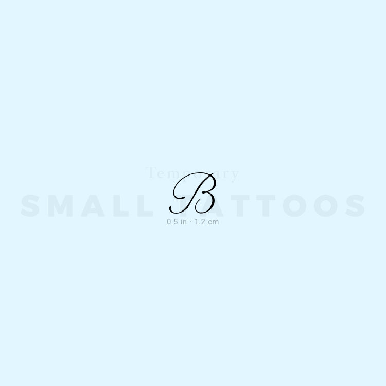 Letter B Script Temporary Tattoo (Set of 3)