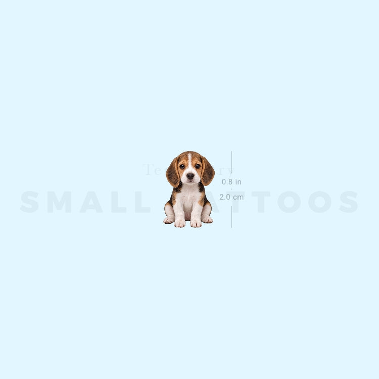 Seated Beagle Puppy Temporary Tattoo (Set of 3)