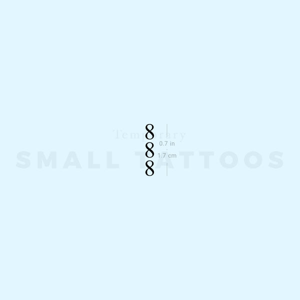 Small 888 Vertical Temporary Tattoo (Set of 3)