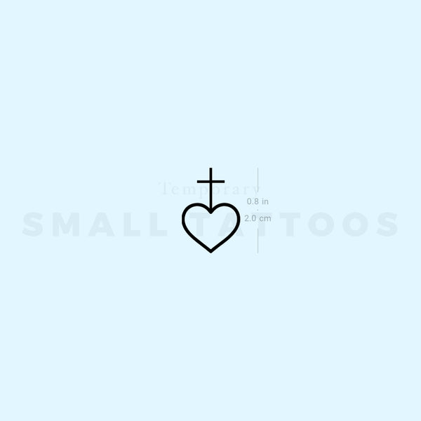 Heart And Cross Temporary Tattoo (Set of 3)