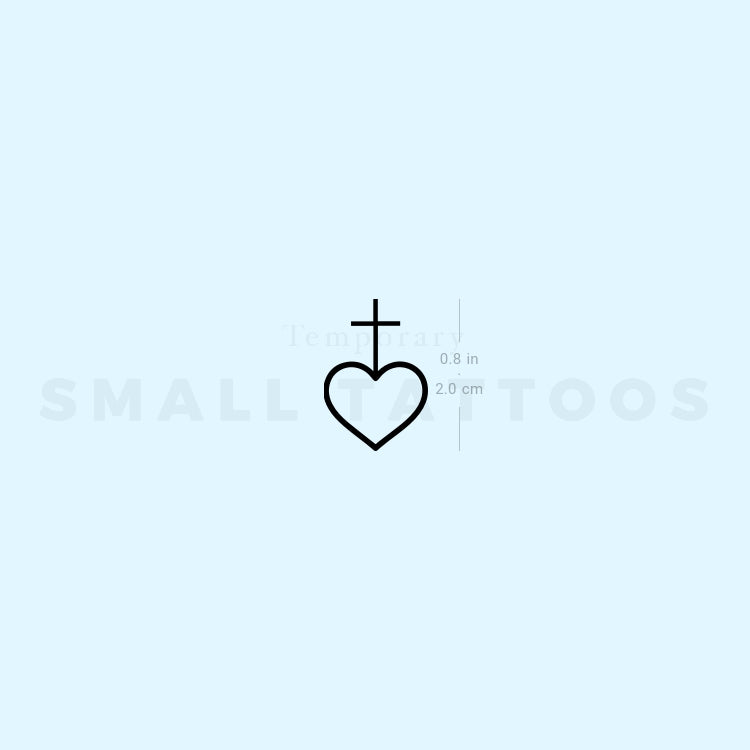 Heart And Cross Temporary Tattoo (Set of 3)