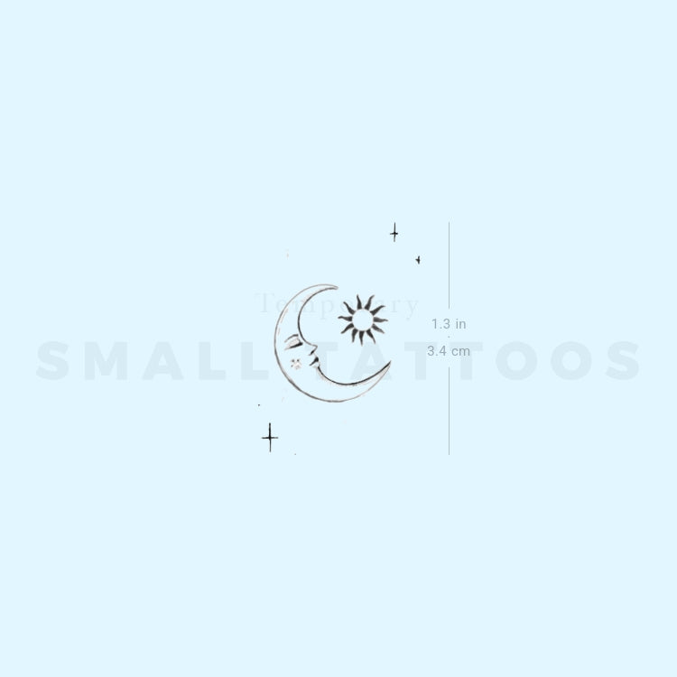 Crescent And Sun By Stefano Mazza Temporary Tattoo (Set of 3)