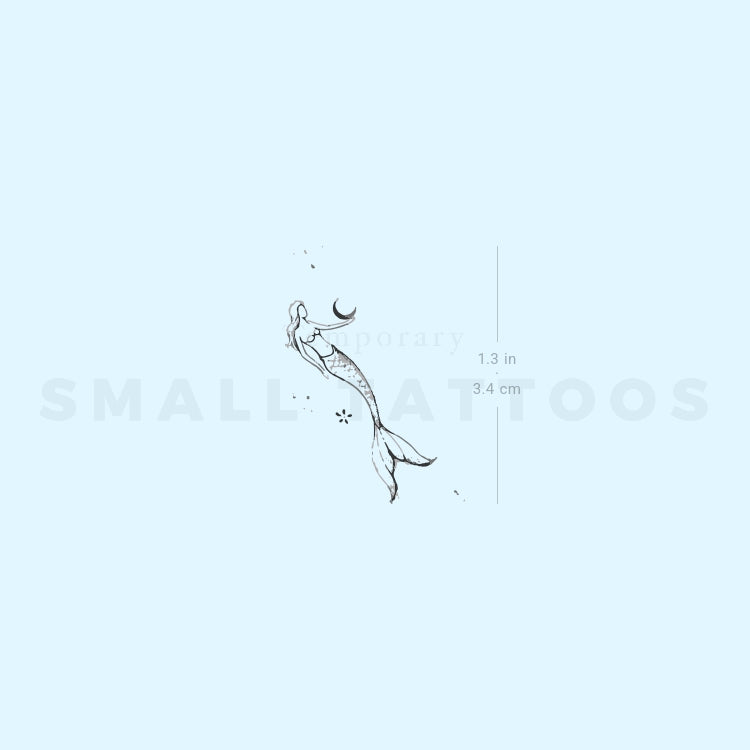 Moon Holding Mermaid Temporary Tattoo By Stefano Mazza (Set of 3)