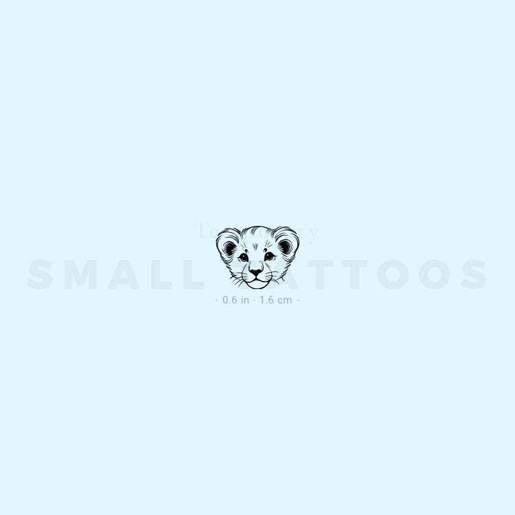 Lion Cub Portrait Temporary Tattoo (Set of 3)