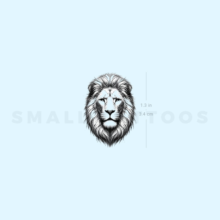 Black And Grey Lion Portrait Temporary Tattoo (Set of 3)