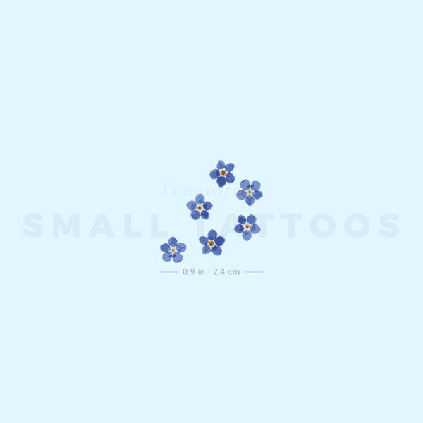 Six Forget-me-not Flowers Temporary Tattoo (Set of 3)