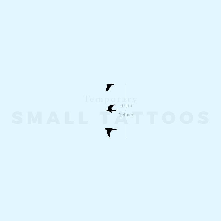 Three Tiny Flying Birds Temporary Tattoo (Set of 3)