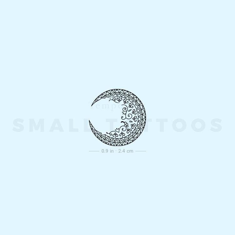 Tatuaje temporal de luna ornamental pequeña (juego de 3)