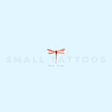 Red Watercolor Dragonfly Temporary Tattoo (Set of 3)