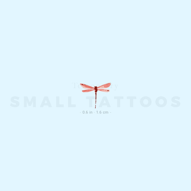 Red Watercolor Dragonfly Temporary Tattoo (Set of 3)