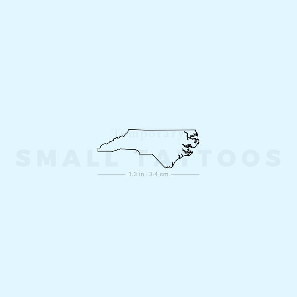 North Carolina Map Outline Temporary Tattoo (Set of 3)