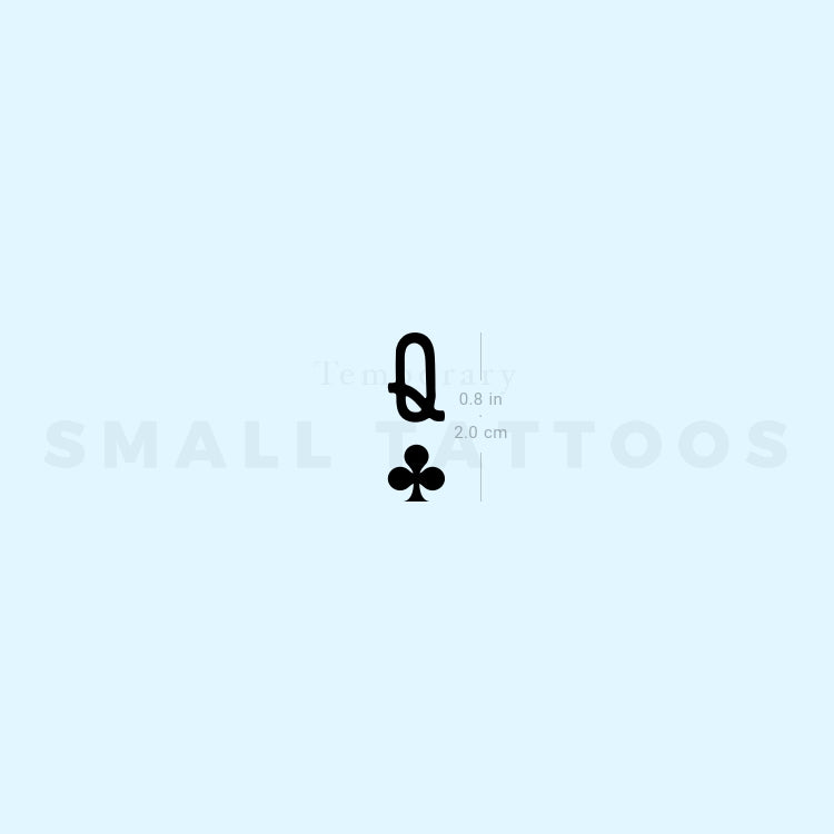 Queen Of Clubs Temporary Tattoo (Set of 3)