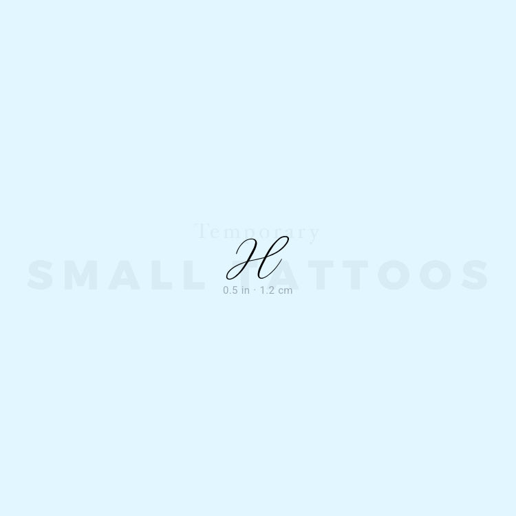 Letter H Script Temporary Tattoo (Set of 3)