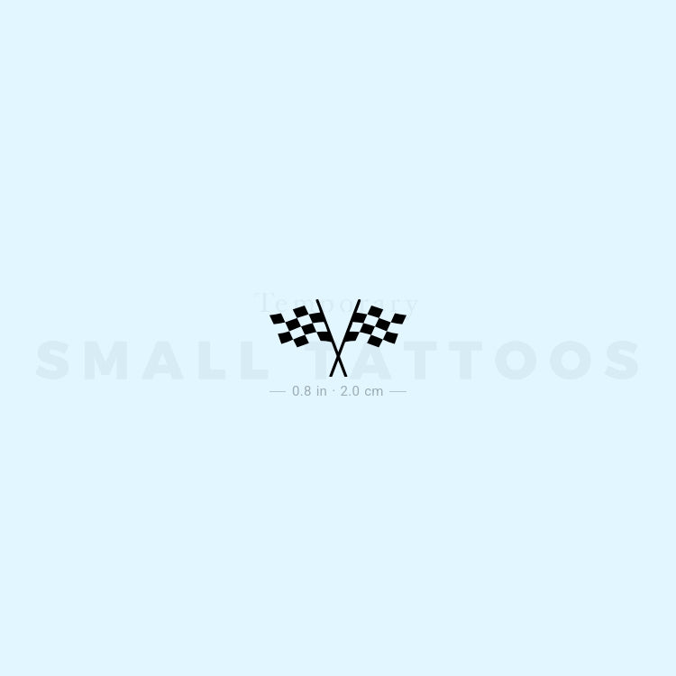 Double Checkered Flag Temporary Tattoo (Set of 3)