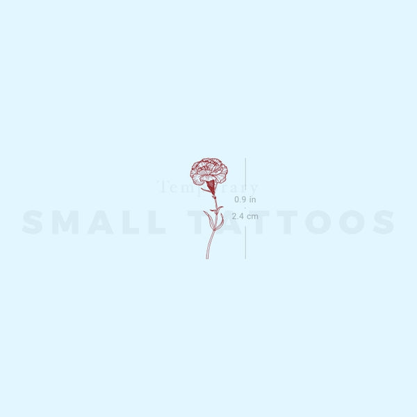 Small Red Carnation Temporary Tattoo (Set of 3)