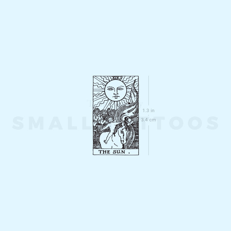 Small The Sun Tarot Card Temporary Tattoo (Set of 3)