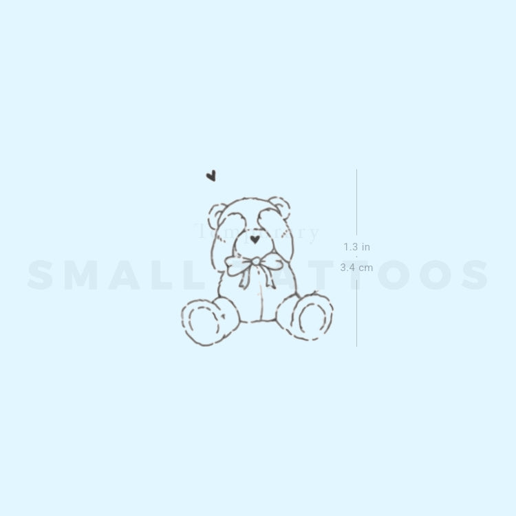 Shy Teddy Bear By Stefano Mazza Temporary Tattoo (Set of 3)