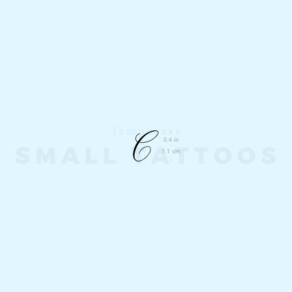 Letter C Script Temporary Tattoo (Set of 3)