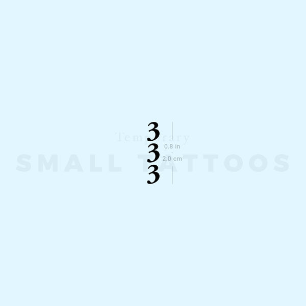 Vertical 333 Temporary Tattoo (Set of 3)