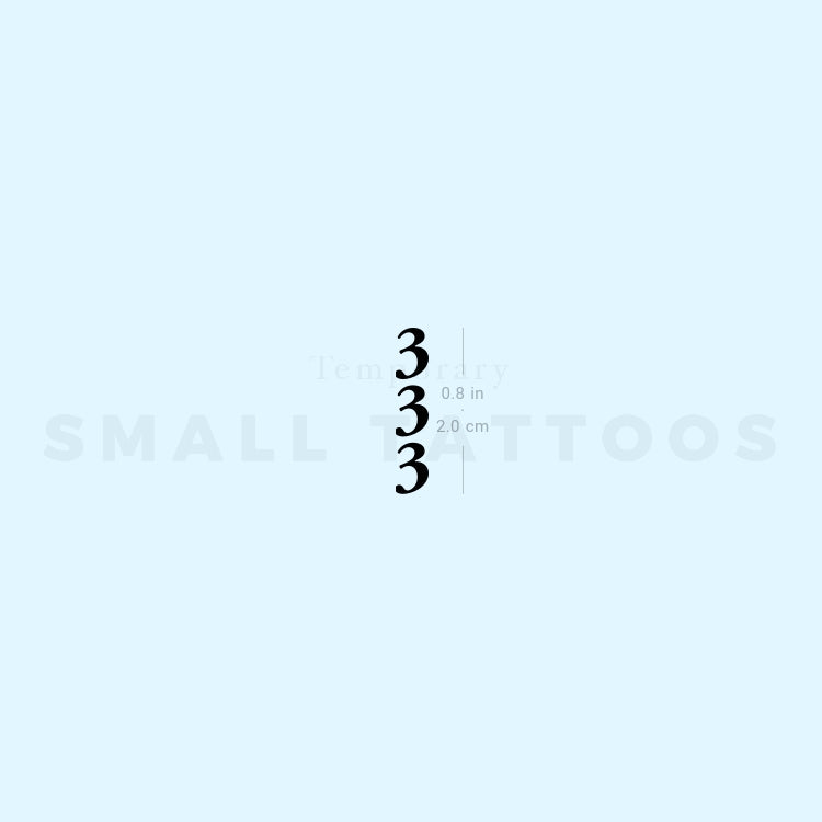 Vertical 333 Temporary Tattoo (Set of 3)