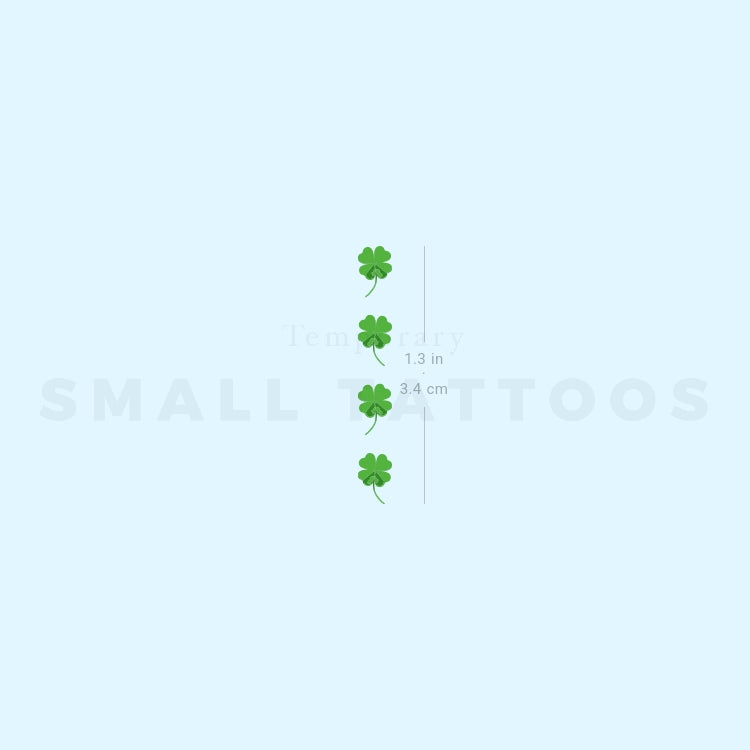 Four Tiny Four Leaf Clovers Temporary Tattoo (Set of 3)