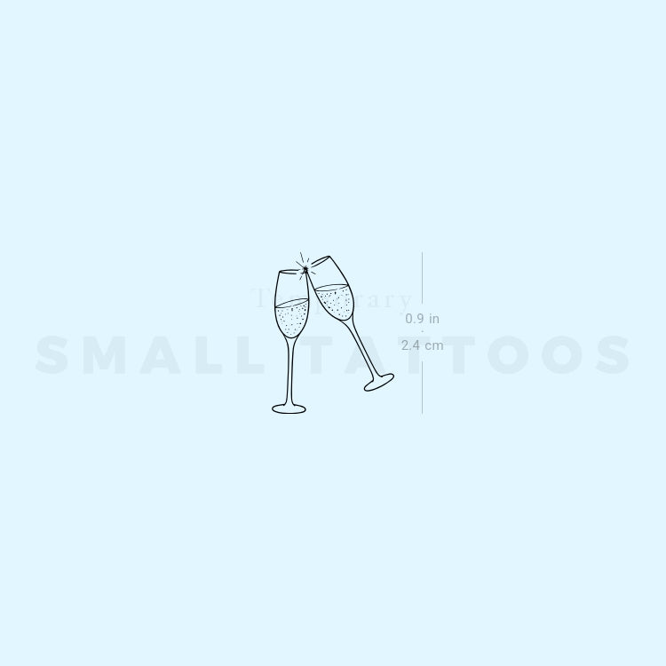 Champagne Glasses Temporary Tattoo (Set of 3)