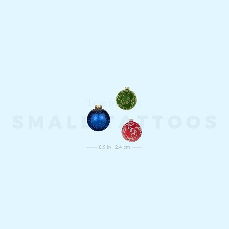 Three Christmas Baubles Temporary Tattoo (Set of 3)