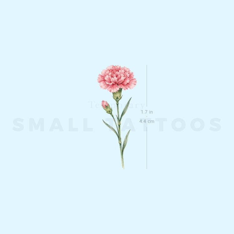 Watercolor Carnation Temporary Tattoo (Set of 3)