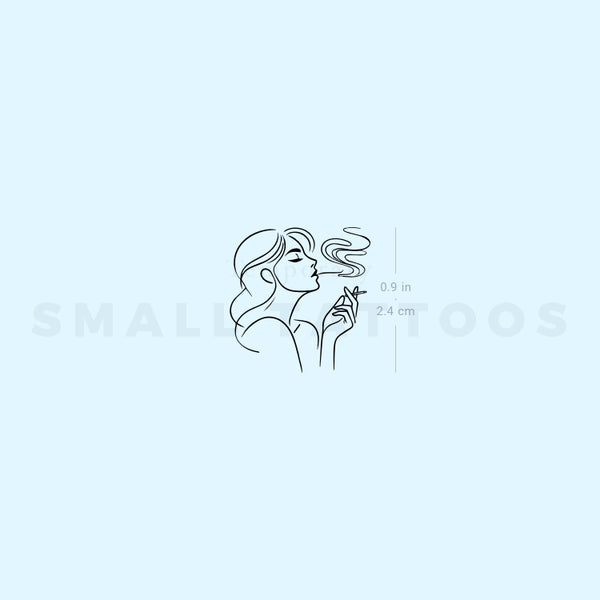 Woman Smoking Temporary Tattoo (Set of 3)