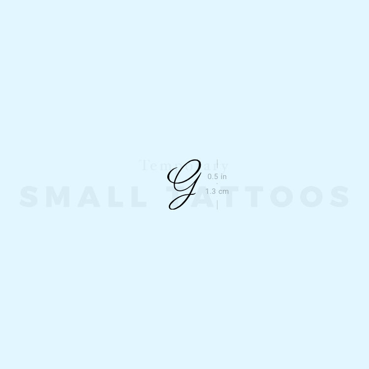 Letter G Script Temporary Tattoo (Set of 3)